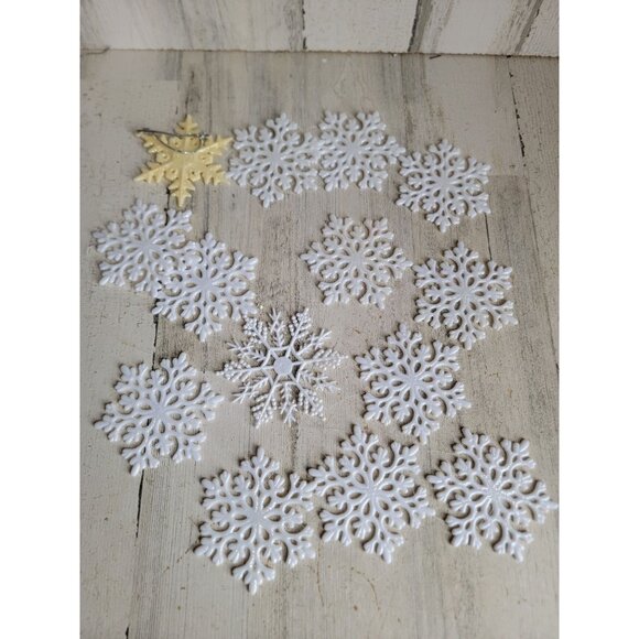 Variety glitter white snowflake ornament Xmas‎ set decor snow - Picture 1 of 8